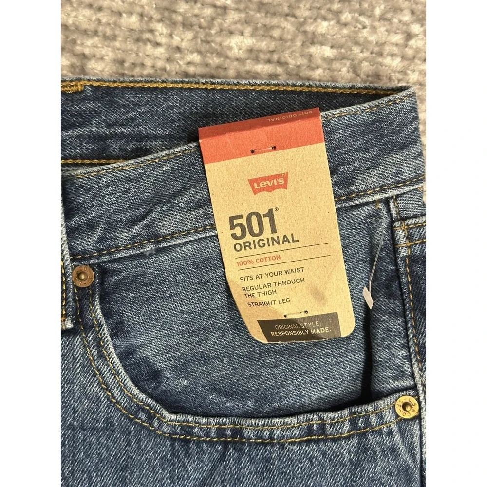 Levi's 501 Jeans Mens 44x30 Blue Denim Button Fly Original Fit Straight Leg NWT
